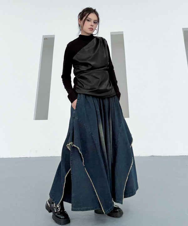 Draped Satin Mix Top